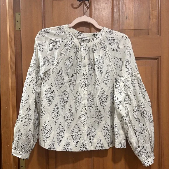 NWT! Madewell | Lighthouse Shirred Balloon-Sleeve Top in Geometric Print | S - Picture 3 of 7